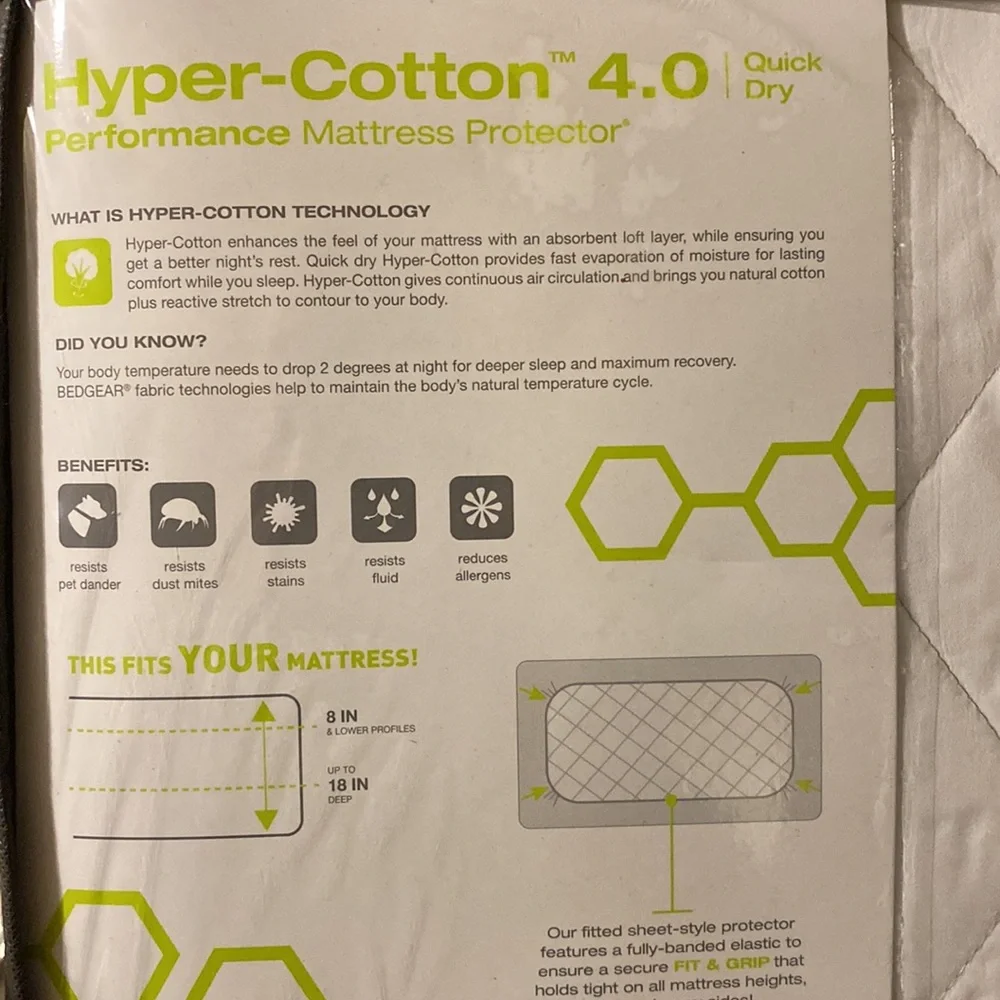 Bedgear Hyper-Cotton 4.0 performance mattress protector